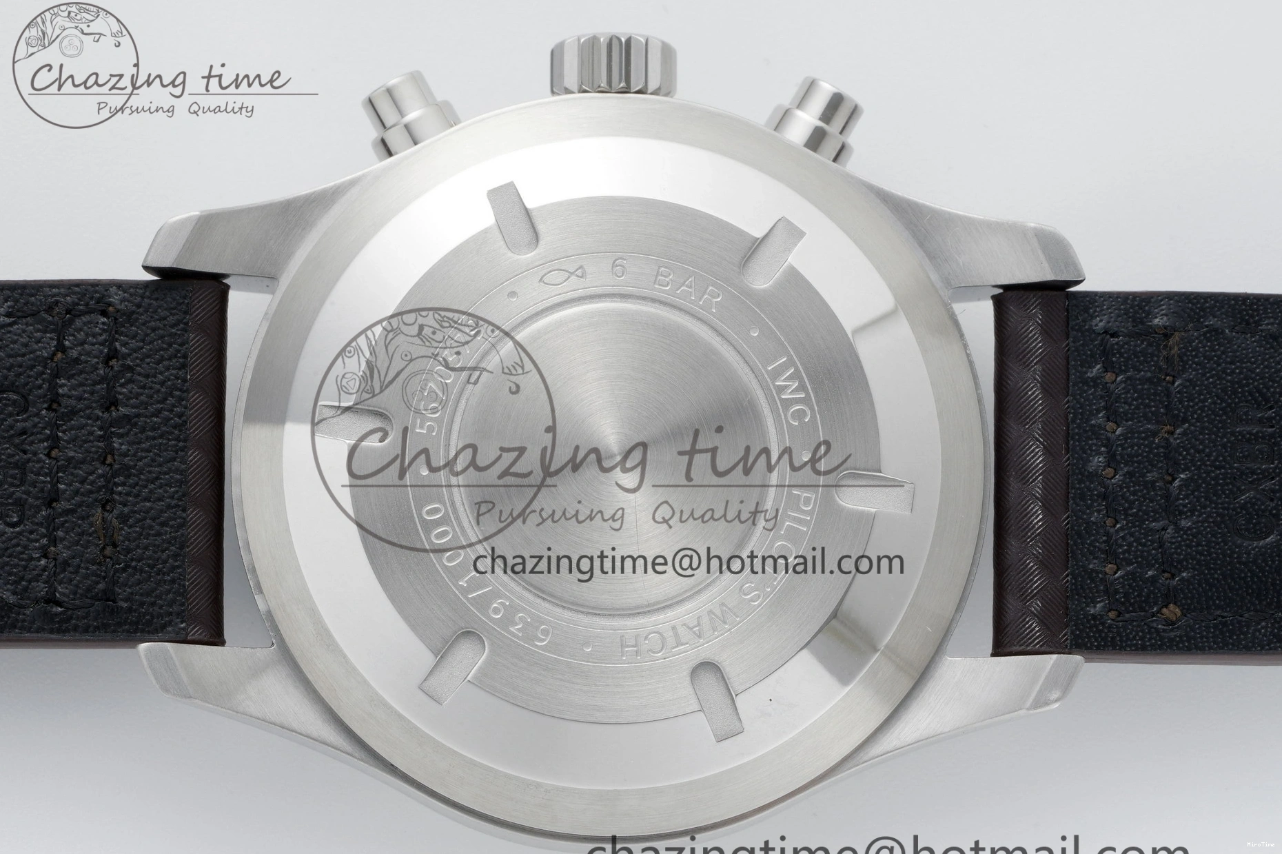 MIROTIME 0509 Pilot Chrono SS AZF 1:1 Best Edition Black Dial Orange Markers on Brown Leather Strap A EasyCare 7065
